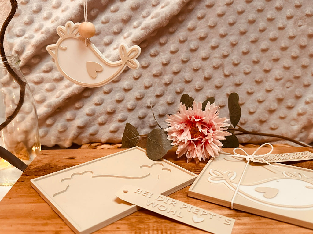 Vogelanhänger mit Geschenksverpackung