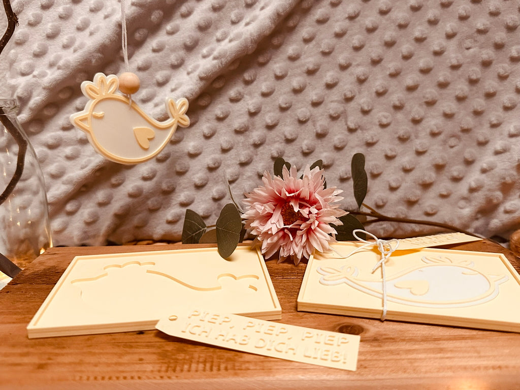 Vogelanhänger mit Geschenksverpackung