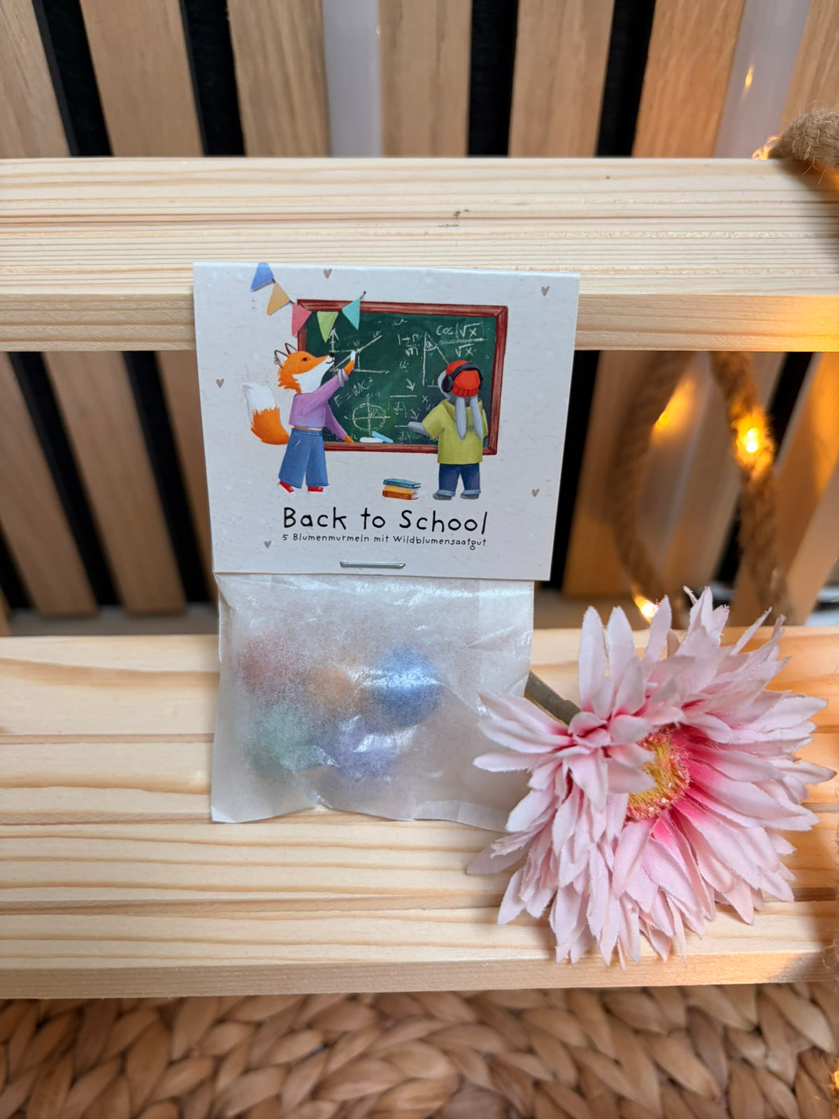 5 Blumenmurmeln im Tütchen zur Einschulung