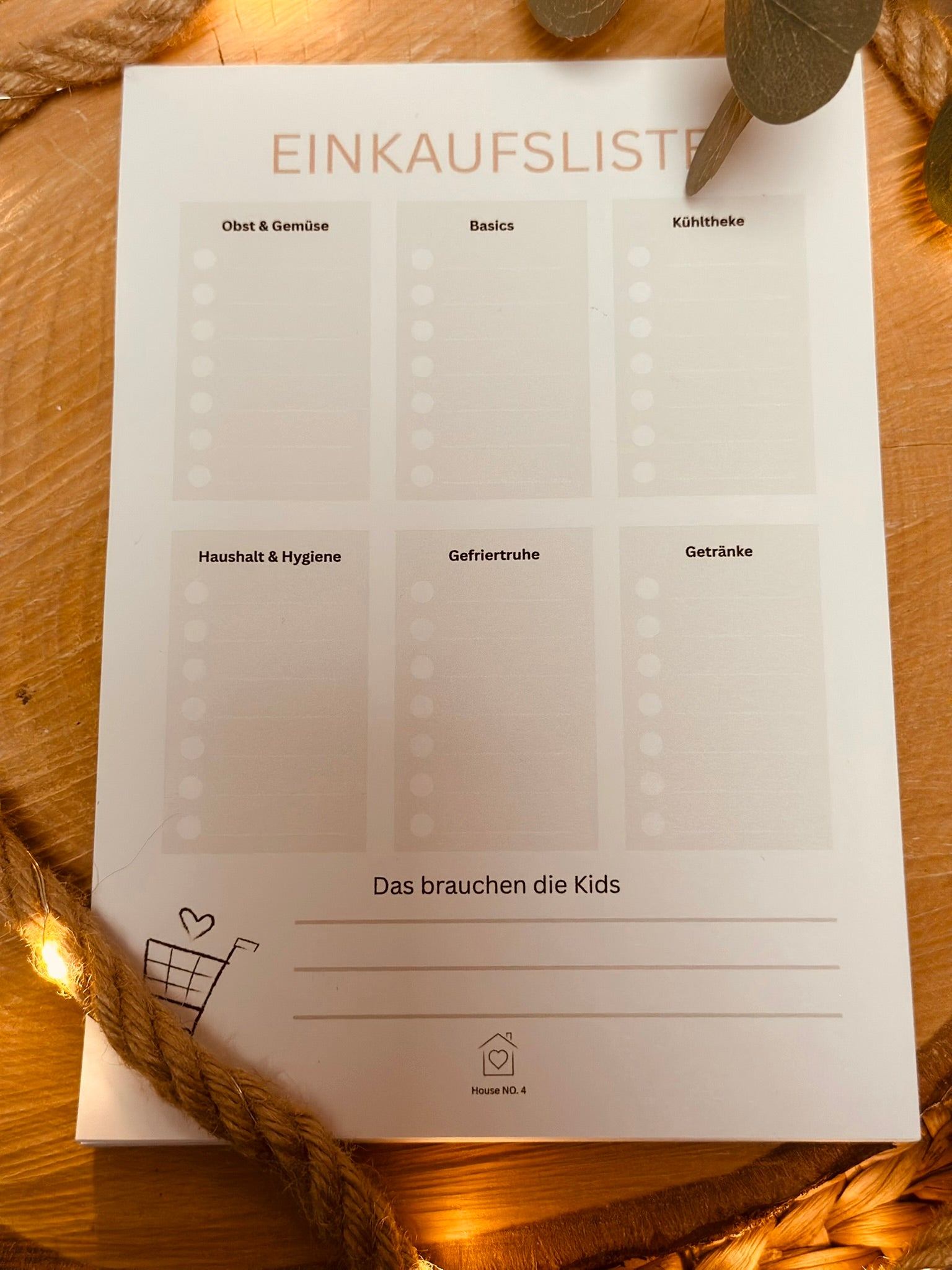 Notizblock Einkaufsliste