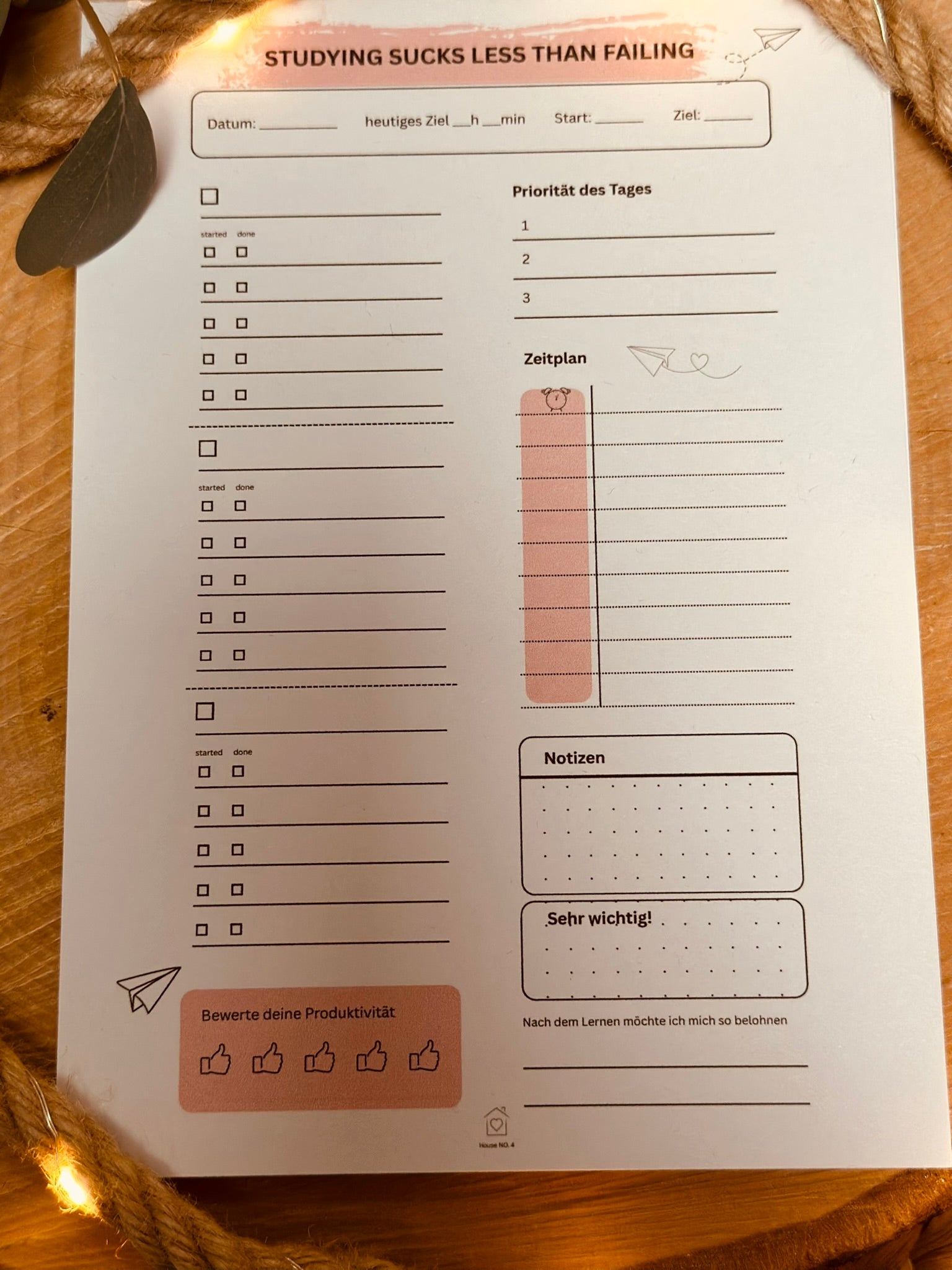 Notizblock Lerntagebuch