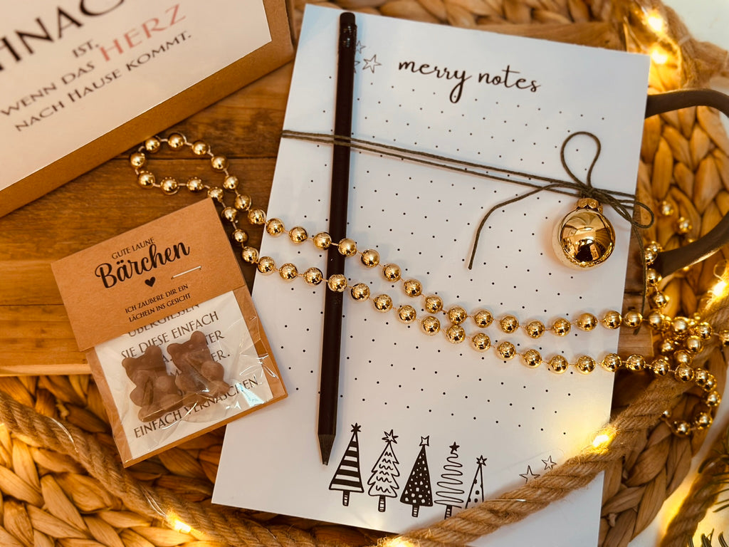 Geschenkebox Notizblock und Bleistift