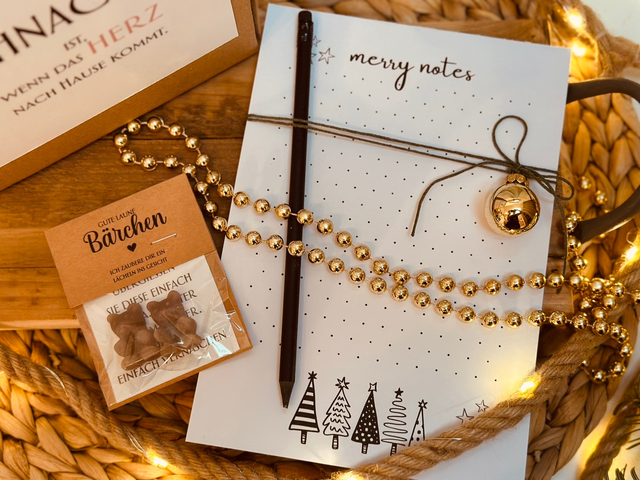 Geschenkebox Notizblock und Bleistift