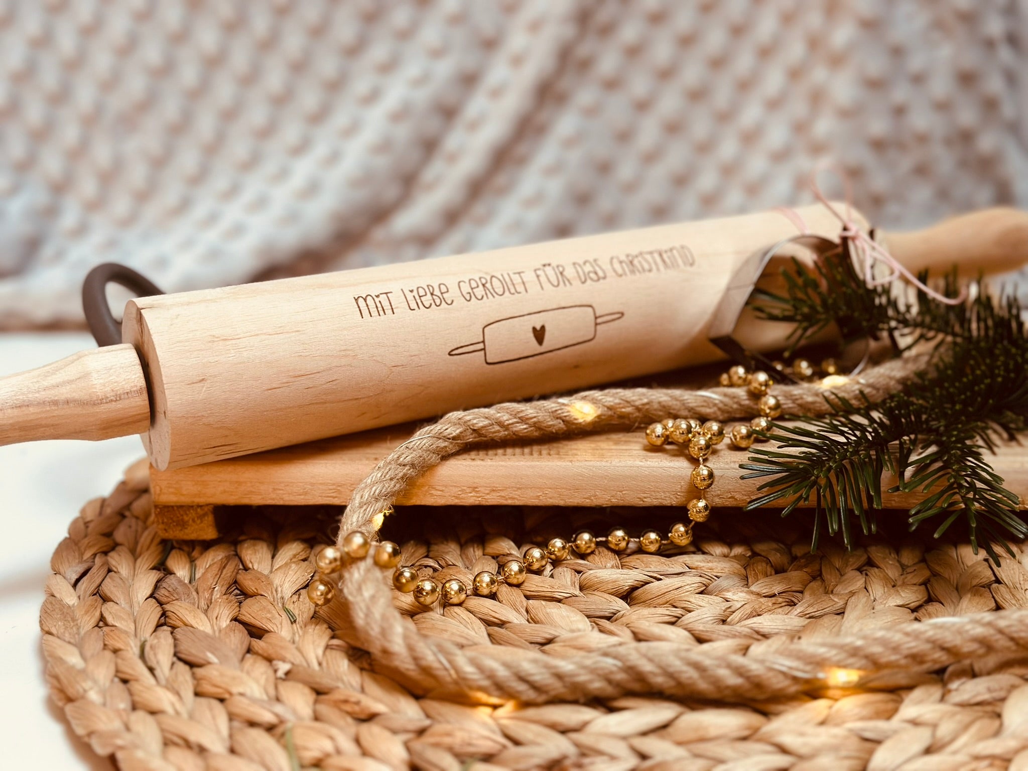 Nudelholz mit Spruch